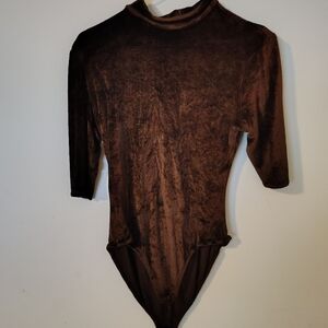 90s brown velvet bodysuit